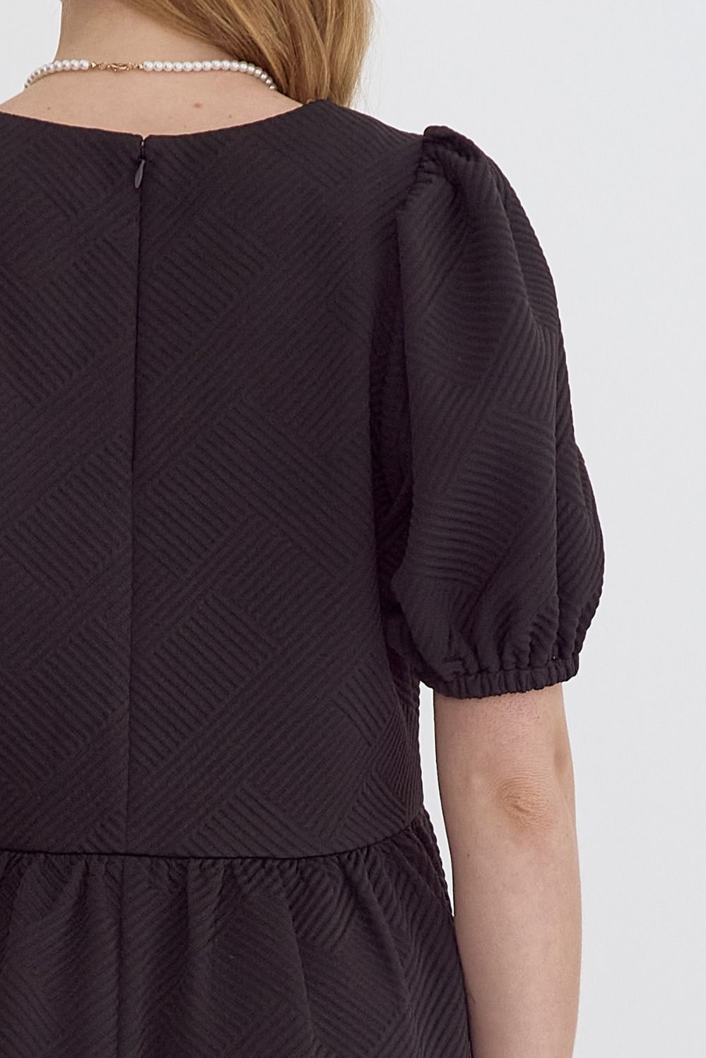 Entro Black Textured Babydoll Dress
