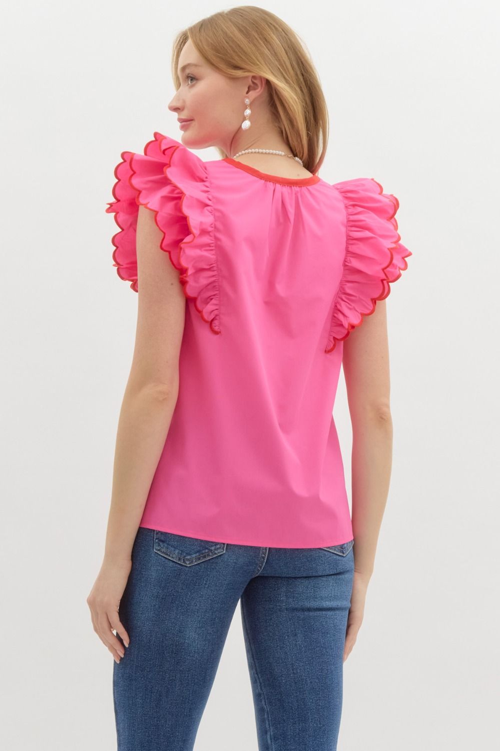 Sleeveless Scallop Embroidered Top