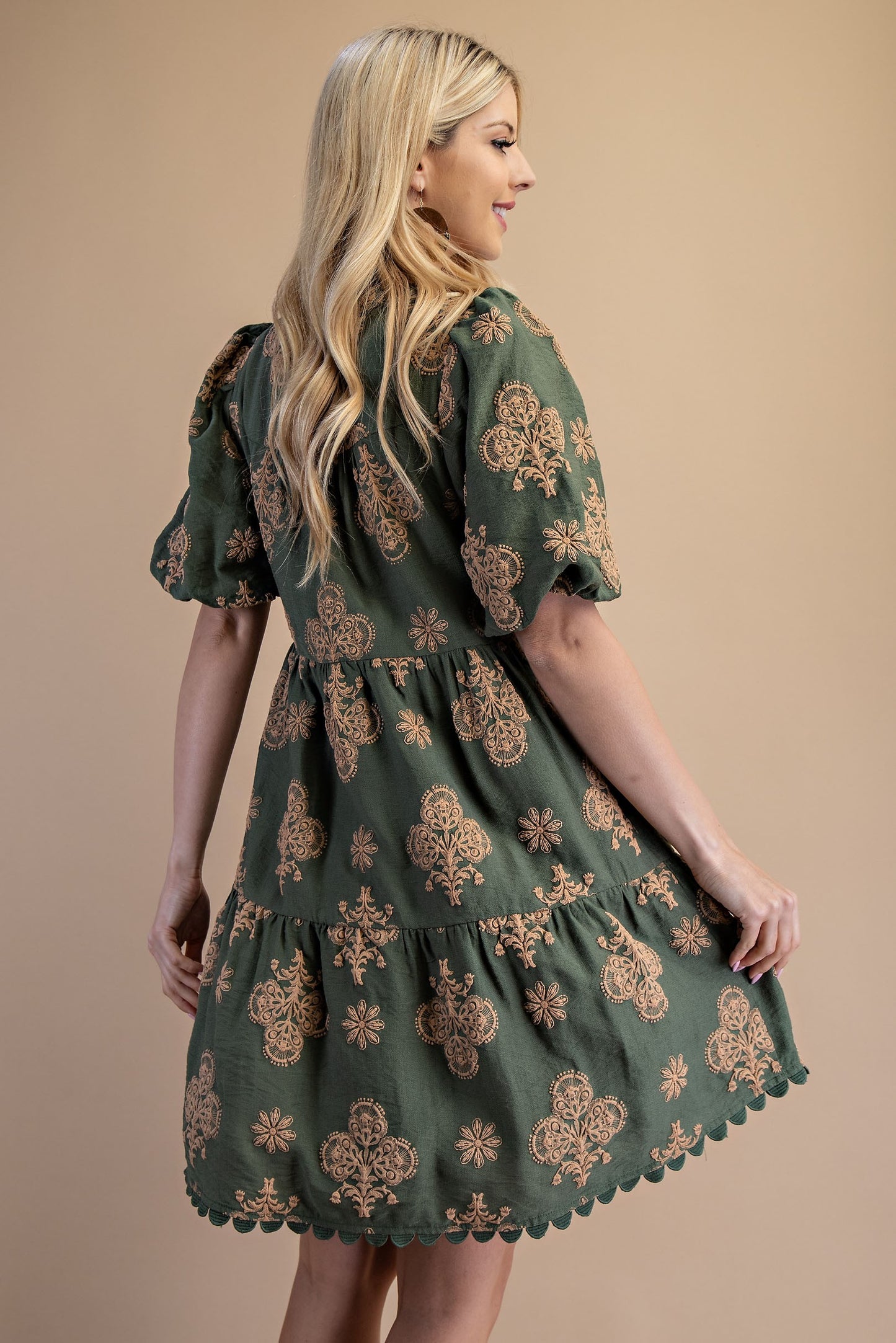 Tiered Fall Olive Dress