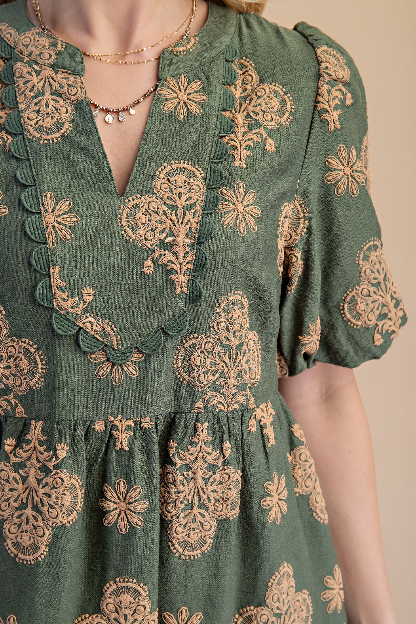 Tiered Fall Olive Dress