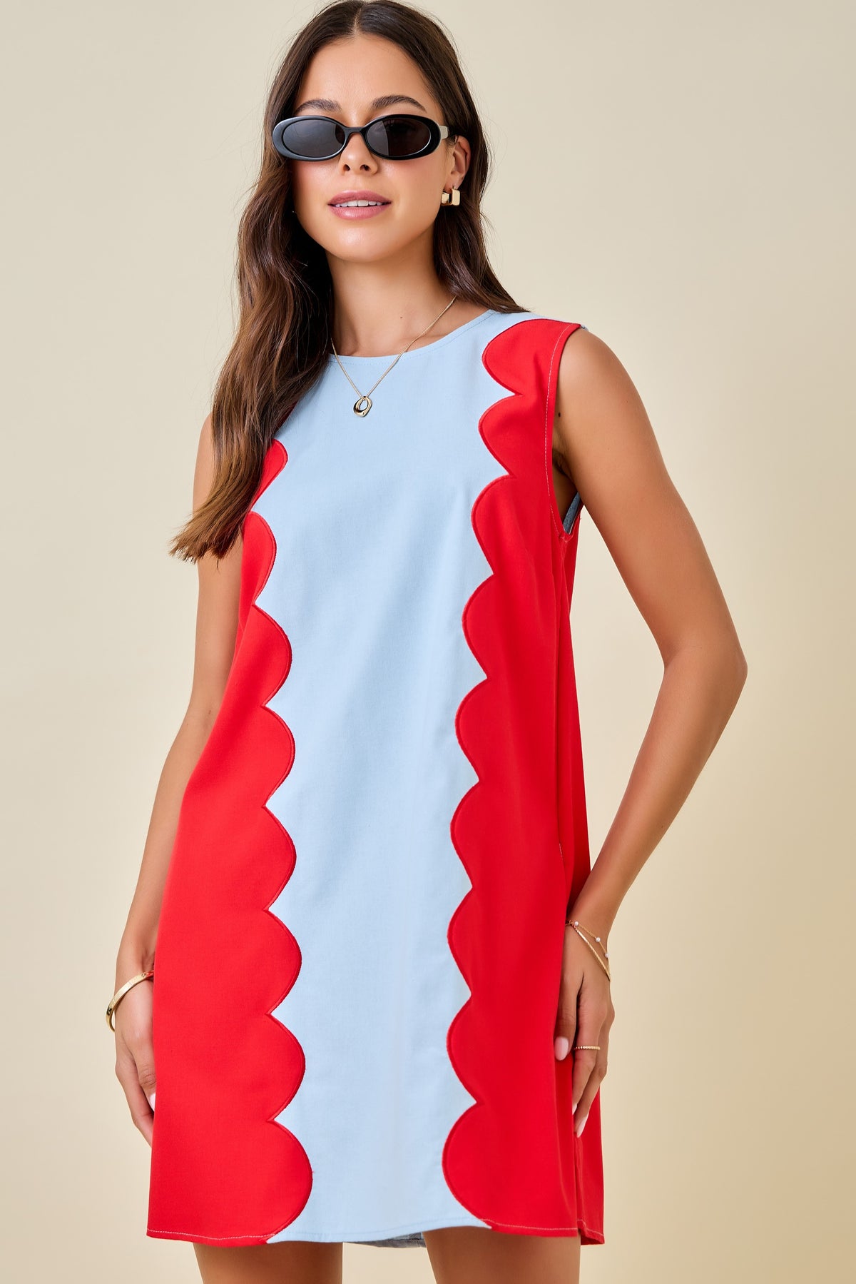Sleeveless Scalloped Dress