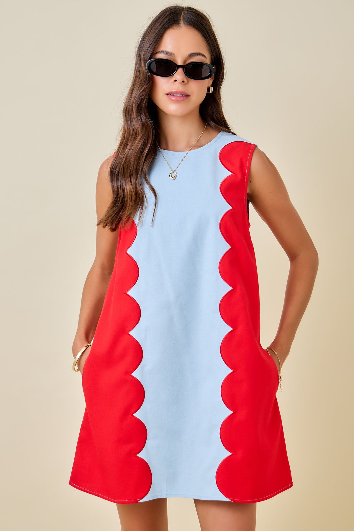 Sleeveless Scalloped Dress
