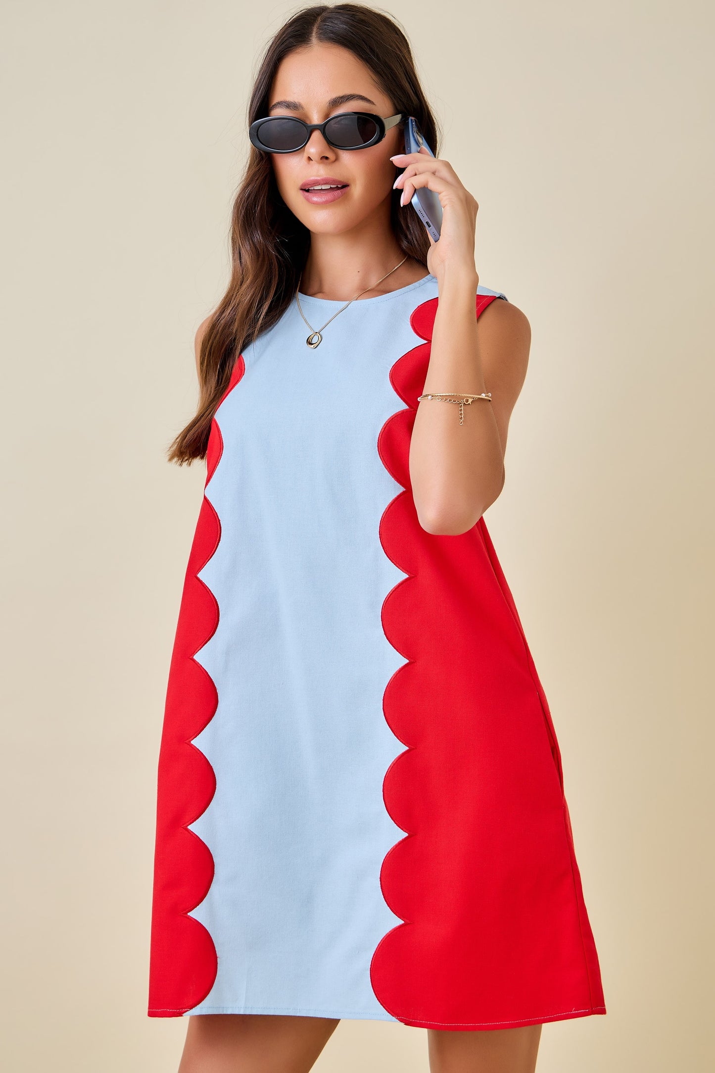 Sleeveless Scalloped Dress