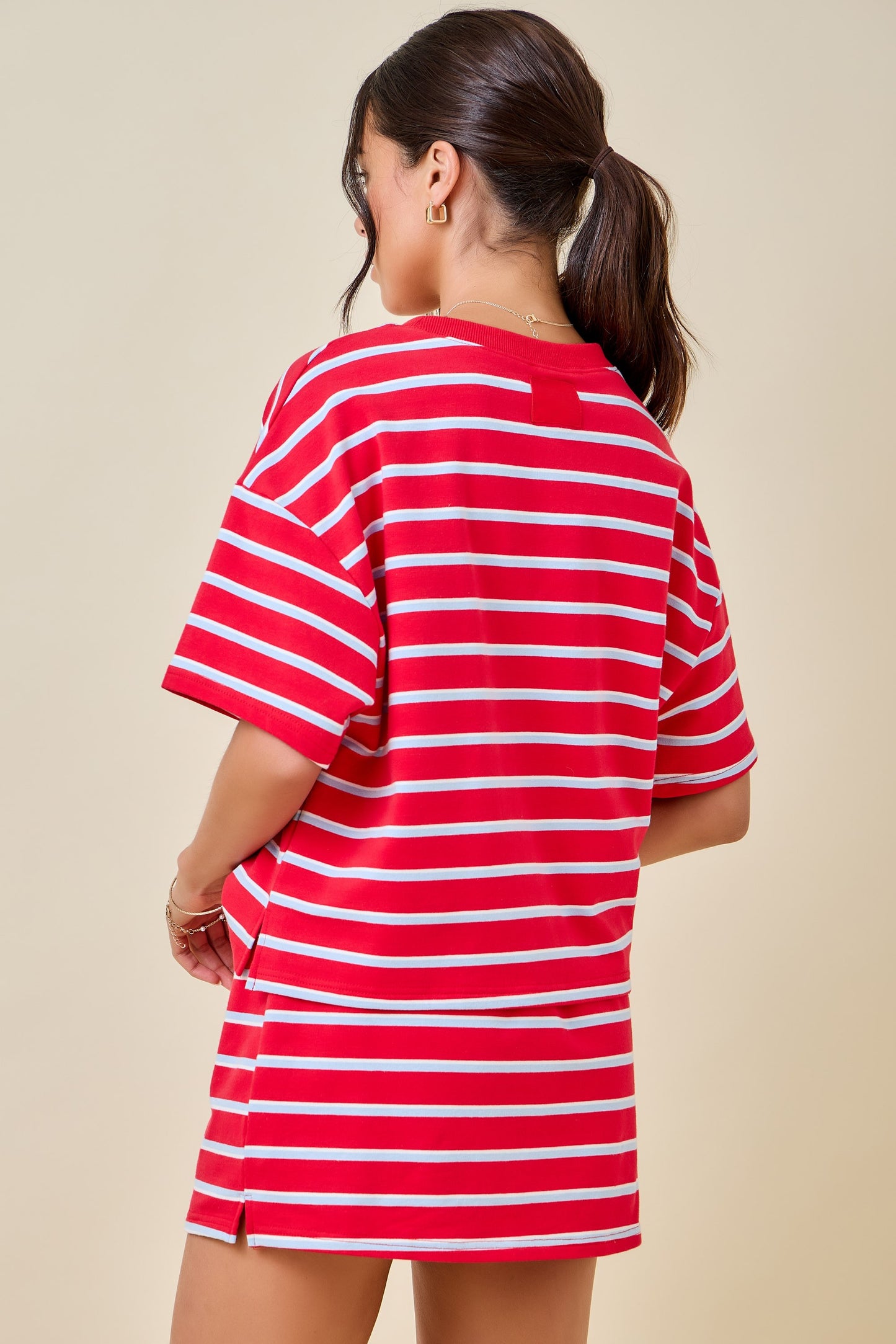 Stripe Skort Set / Red & Baby Blue