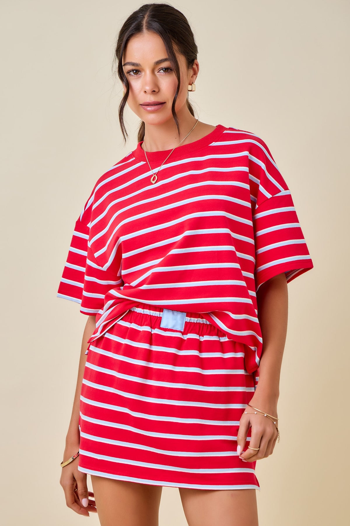 Stripe Skort Set / Red & Baby Blue