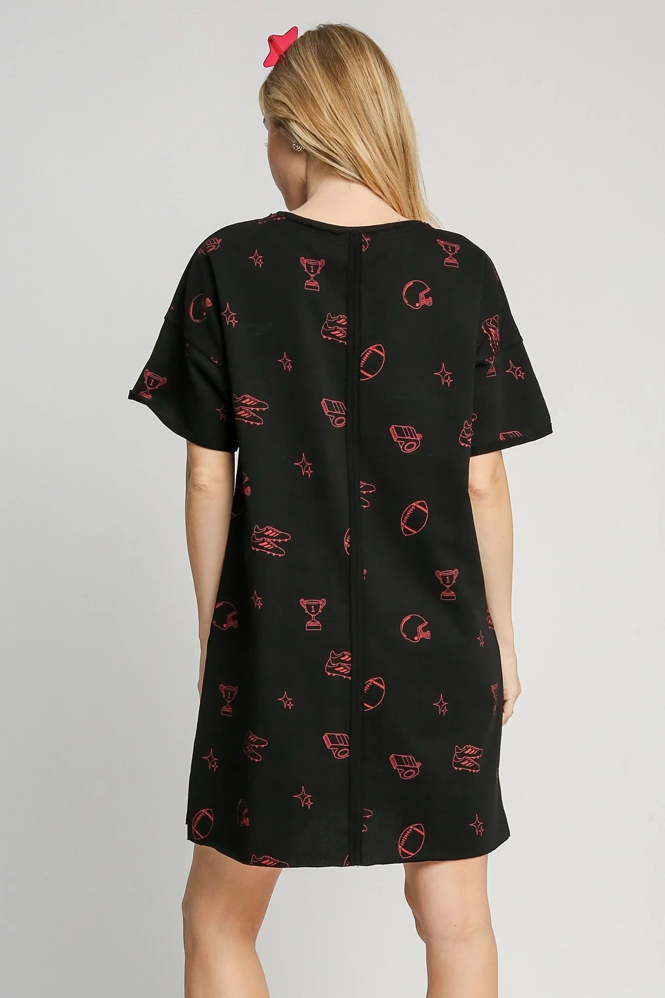 Umgee Black & Red Football Print Game Day Dress