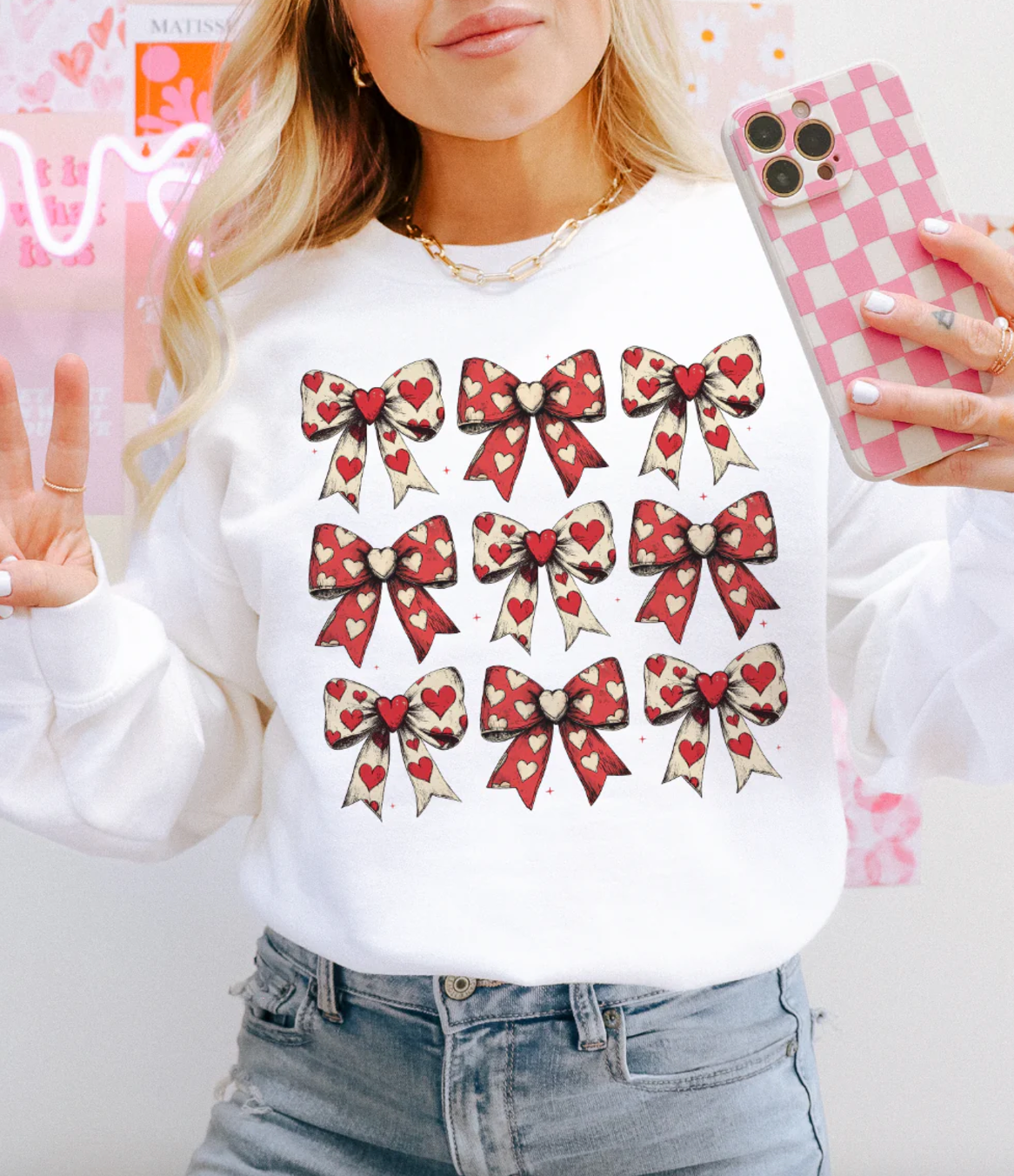 9 Bow Collection - Valentine Sweatshirt White