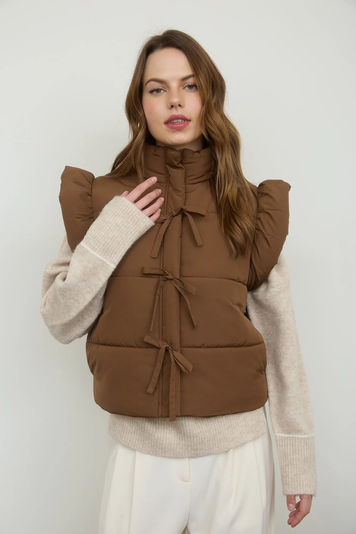 Bow Detail Puffer Vest