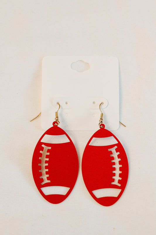 Red Football Cut Out Earrings