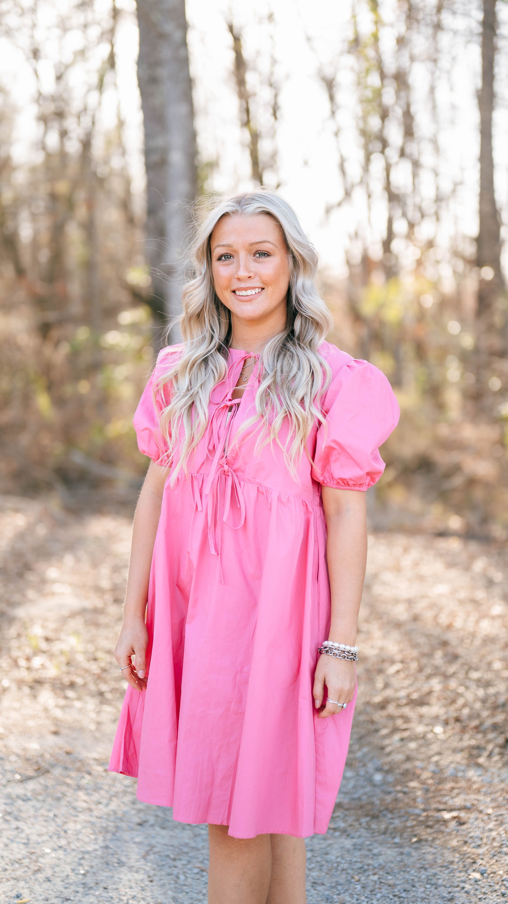 bright pink puff sleeve dress Bright Pink Coast Metallic Puff Sleeve Jacquard Mini Dress