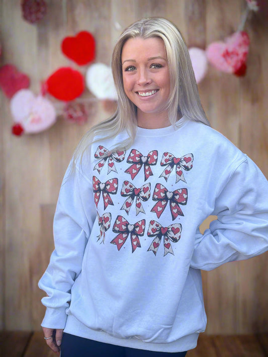 9 Bow Collection - Valentine Sweatshirt White