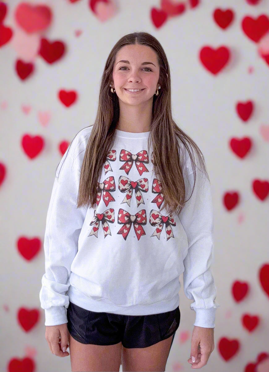 9 Bow Collection - Valentine Sweatshirt White