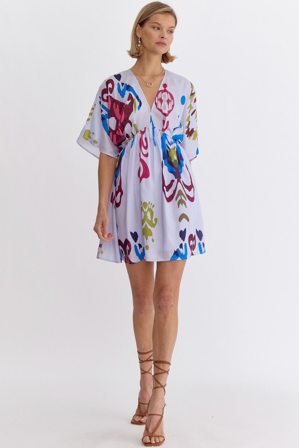 Entro Printed Babydoll Mini Dress