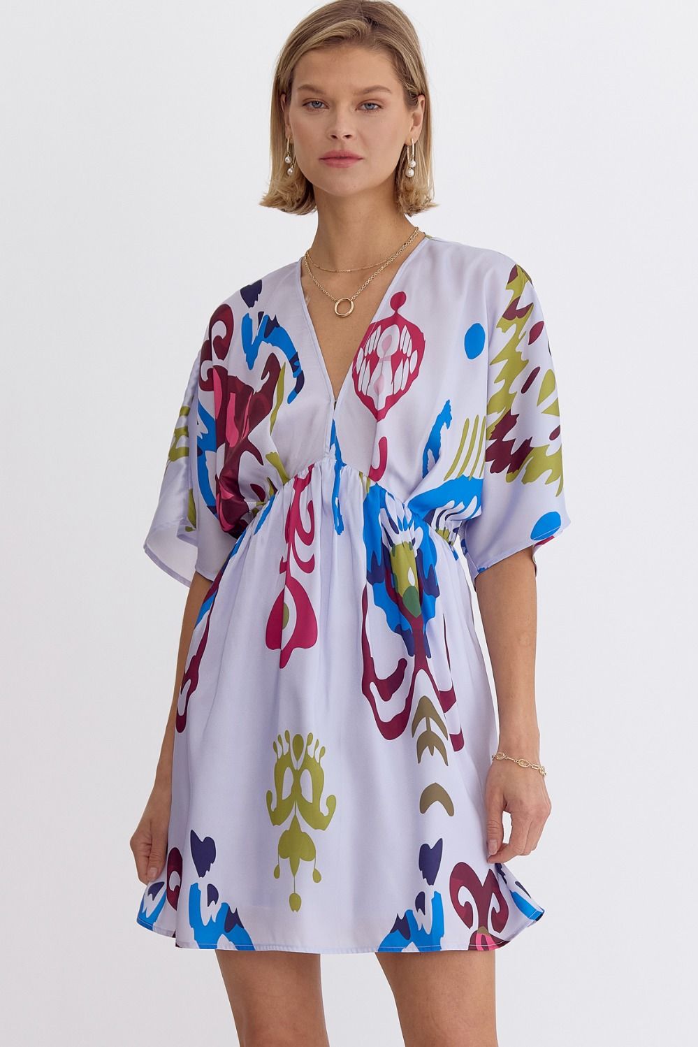 Entro Printed Babydoll Mini Dress
