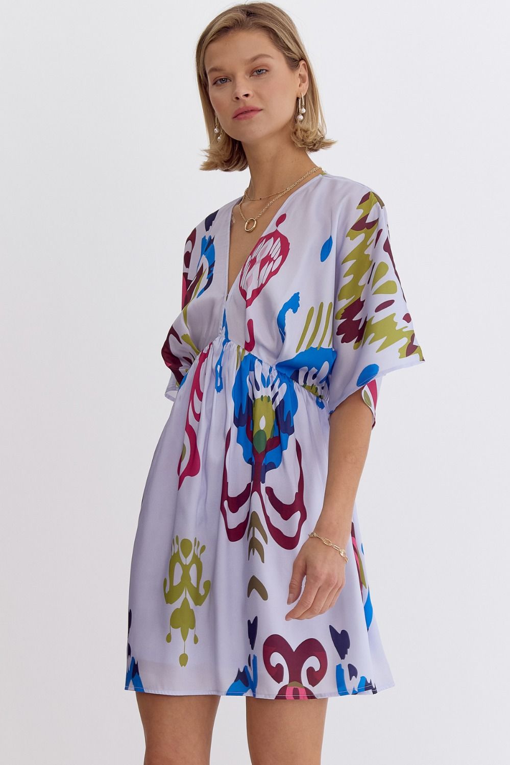 Entro Printed Babydoll Mini Dress