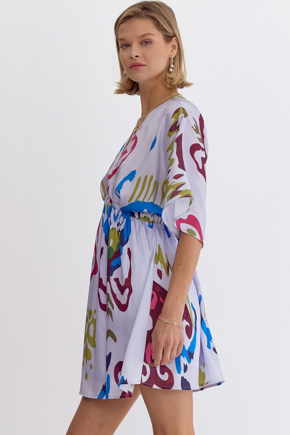 Entro Printed Babydoll Mini Dress