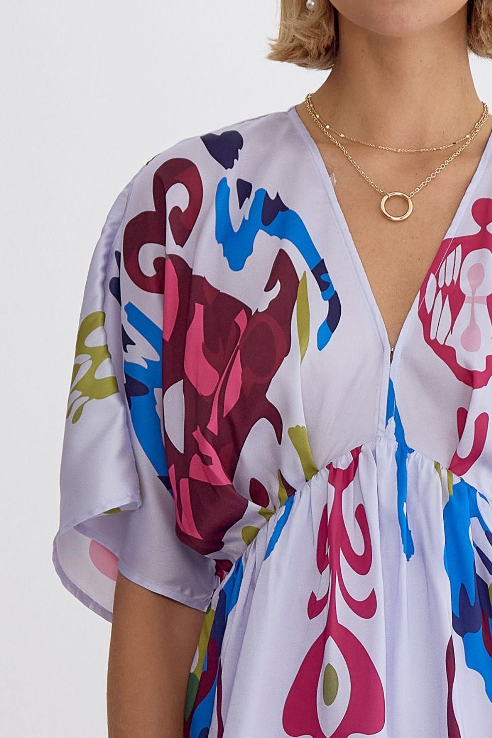 Entro Printed Babydoll Mini Dress