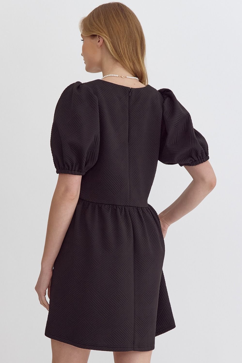 Entro Black Textured Babydoll Dress